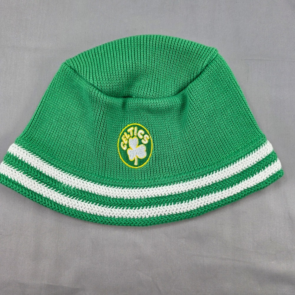 Mitchell & Ness Celtics Bucket‎ Hat Knit Green White Striped Cotton Knucket Hat